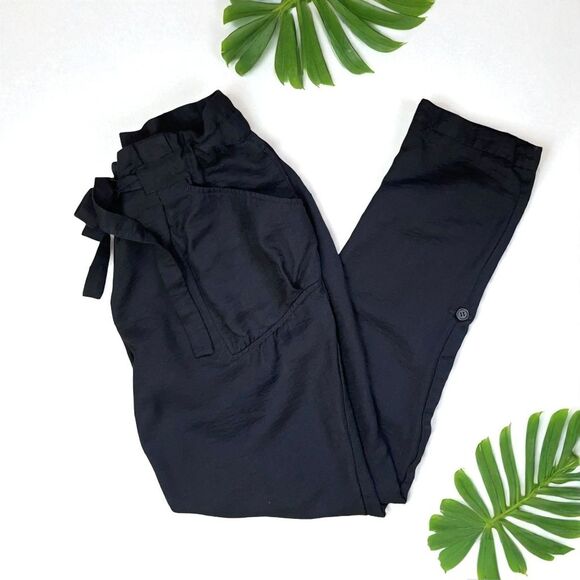 BCBGMaxAzria Fiona Paperbag Tie-Waist Joggers | Adjustable Length Pants - Picture 5 of 10